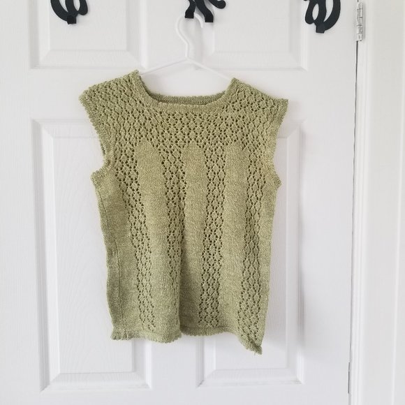 Vintage hand-knit sweater vest top - Picture 1 of 5